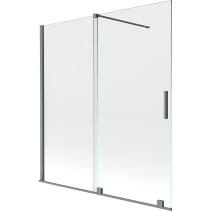 Mexen Velar, paravan de baie glisant cu 2 aripi 150 x 150 cm, sticlă transparentă de 8 mm, grafit periat, 896-150-000-01-95
