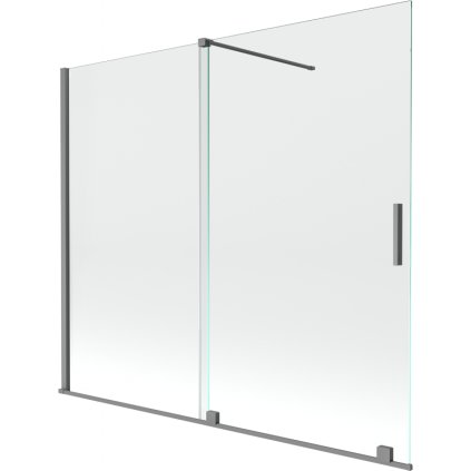 Mexen Velar, paravan de baie glisant cu 2 aripi 180 x 150 cm, sticlă transparentă de 8 mm, grafit lustruit, 896-180-000-01-95