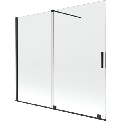 Mexen Velar, paravan de baie glisant cu 2 aripi 180 x 150 cm, sticlă transparentă de 8 mm, negru mat, 896-180-000-01-70