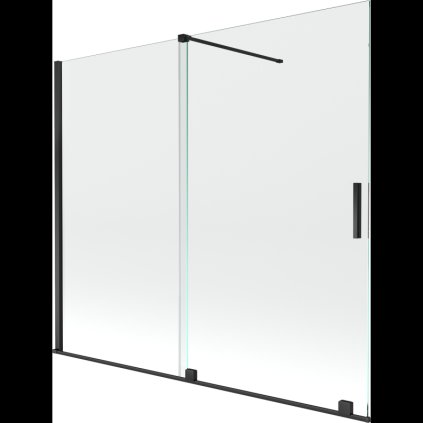 Mexen Velar, paravan de baie glisant cu 2 aripi 180 x 150 cm, sticlă transparentă de 8 mm, negru mat, 896-180-000-01-70