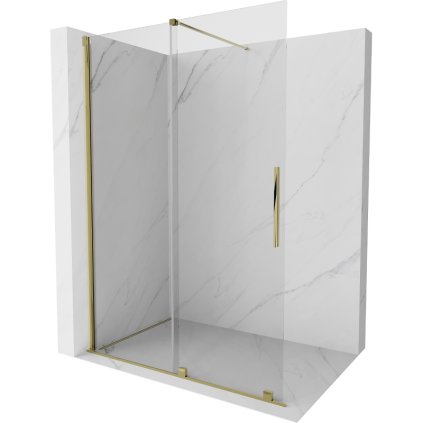Mexen Velar, uşă glisantă în deschidere tip Walk-In 140 cm, sticlă transparentă de 8 mm, auriu strălucitor, 871-140-000-03-50