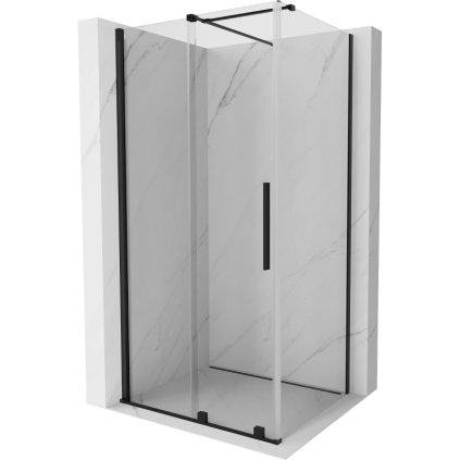 Mexen Velar, cabină de duș cu ușă glisantă 110(uşă) x 120(perete) cm, sticlă transparentă de 8 mm, negru mat, 871-110-120-01-70