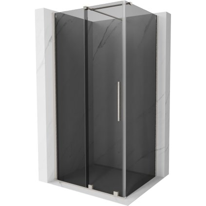 Mexen Velar, cabină de duș cu ușă glisantă 120 x 110 cm, sticlă gri 8 mm, oțel periat, 871-120-110-41-97