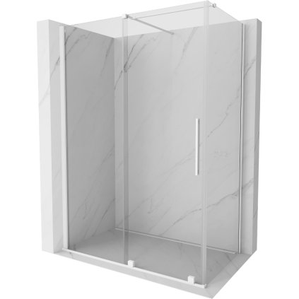 Mexen Velar, cabină de duș cu ușă glisantă 130(uşă) x 75(perete) cm, sticlă transparentă 8mm, alb, 871-130-075-01-20