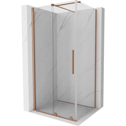 Mexen Velar, cabină de duș cu ușă glisantă 130(uşă) x 80(perete) cm, sticlă transparentă 8mm, cupru mat, 871-130-080-01-65