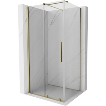 Mexen Velar, cabină de duș cu ușă glisantă 130(uşă) x 80(perete) cm, sticlă transparentă 8mm, auriu strălucitor, 871-130-080-01-50