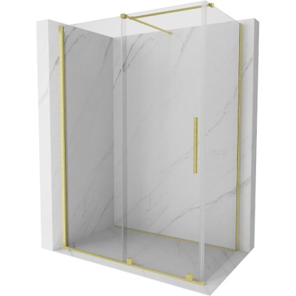 Mexen Velar, cabină de duș cu ușă glisantă 140(uşă) x 80(perete) cm, sticlă transparentă 8mm, auriu mat, 871-140-080-01-55