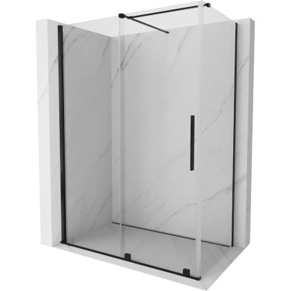 Mexen Velar, cabină de duș cu ușă glisantă 140(uşă) x 85(perete) cm, sticlă transparentă de 8 mm, negru mat, 871-140-085-01-70