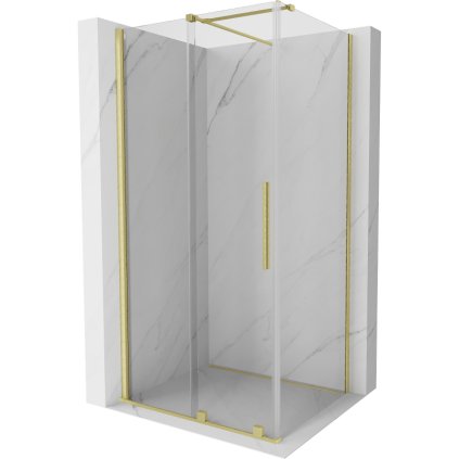 Mexen Velar, cabină de duș cu ușă glisantă 90(uşă) x 80(perete) cm, sticlă transparentă 8mm, auriu mat, 871-090-080-01-55