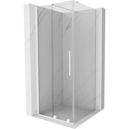 Mexen Velar, cabină de duș cu uşă glisantă 90(uşă) x 90(perete) cm, sticlă transparentă 8mm, alb, 871-090-090-01-20