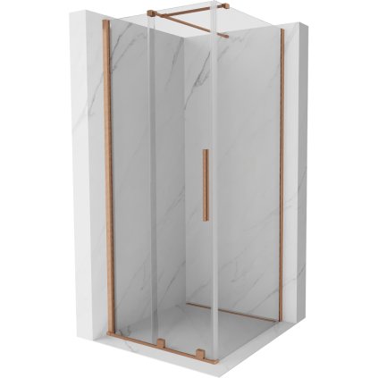 Mexen Velar, cabină de duș cu ușă glisantă 90(uşă) x 90(perete) cm, sticlă transparentă 8mm, cupru mat, 871-090-090-01-65