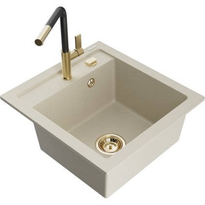 252929 mexen vito 1 komorovy granitovy drez 490x520x210 mm a drezova bateria flora bezova 6503 69 670401 57 g