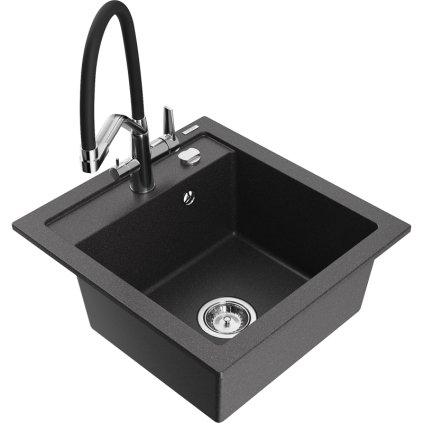 277983 mexen vito 1 komorovy granitovy drez 520x490x210 mm drezova bateria duo cierna skvrnita 6503 76 671701 07