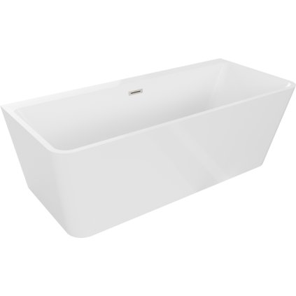 Mexen Volta, cada de baie autoportanta montata pe perete 170 x 75 cm, alba, preaplin din otel periat, 51131707500-97