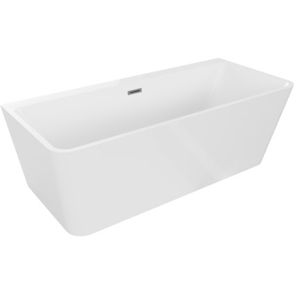 Mexen Volta, cada de baie autoportanta montata pe perete 170 x 75 cm, alba, preaplin grafit periat, 51131707500-95