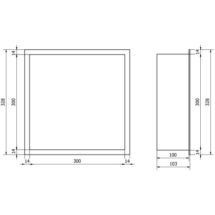 Mexen X-Wall-R, raft de perete cu guler 30 x 30 cm, auriu lucios, 1950303010