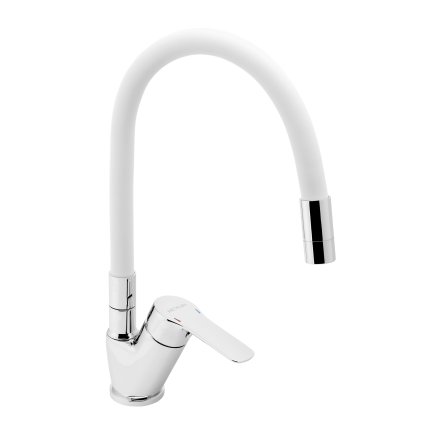 Novaservis Metalia 54, baterie chiuveta cu brat elastic, alb-crom, 54014F-0B