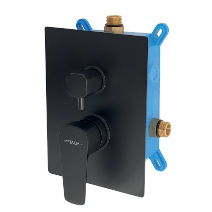 Novaservis Metalia 58, baterie ascunsă cu cutie 2 ieșiri, negru mat, BOX58051R-5