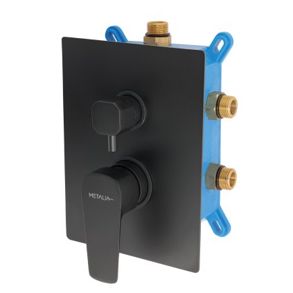 Novaservis Metalia 58, baterie ascunsă cu cutie 3 prize, negru mat, BOX58051RX-5