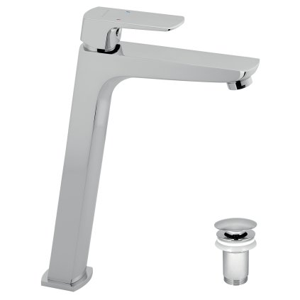 Novaservis Nobless Ego, robinet de chiuvetă înalt cu dop de scurgere ClickClack, crom, 43503-0