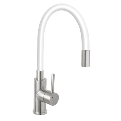 Novaservis, Baterie chiuveta cu elast. umăr, alb-oțel inoxidabil, 70710-4B