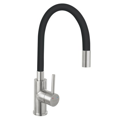 Novaservis, Baterie chiuveta cu elast. umăr, negru-oțel inoxidabil, 70710-4C