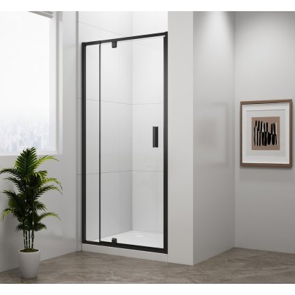 Polysan, usa de dus cu balamale EASY BLACK 760-900mm, sticla transparenta, EL1615B