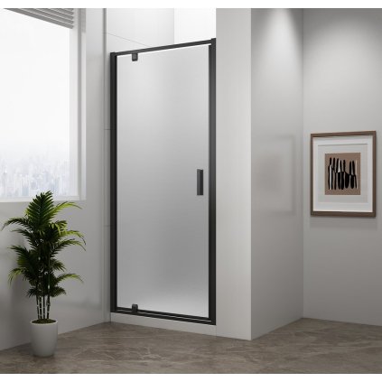 Polysan, usa de dus cu balamale EASY BLACK 760-900mm, sticla caramida, EL1638B