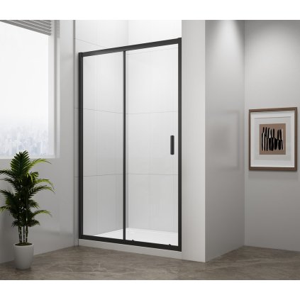 Polysan, usa de dus EASY BLACK 1100mm, sticla transparenta, EL1115B