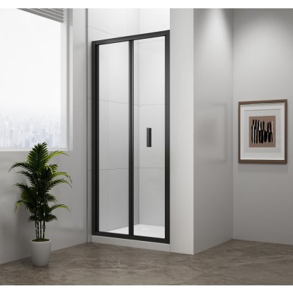 Polysan, usa de dus plianta EASY BLACK 800mm, sticla transparenta, EL1980B