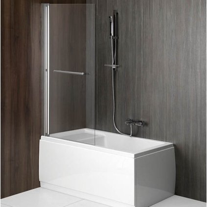 Polysan, paravan pneumatic RIONI 710 mm, cadru argintiu, sticla transparenta, 72915