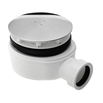 Polysan, sifon pentru cada, diametru gaură 90 mm, DN40, foarte mic, capac oțel inoxidabil lustruit, 1722C