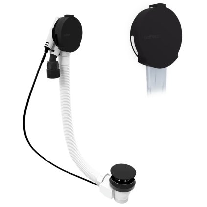 Polysan, Set de baie cu umplutură, bowden, lungime 600 mm, dop 72 mm, negru mat, 71851.21