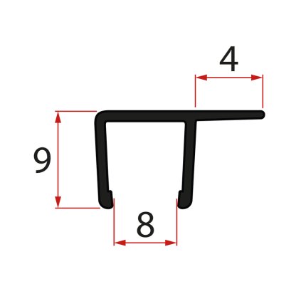 Polysan, Etanșare verticală pentru sticlă 8mm, 2000mm, negru, NDRL02B