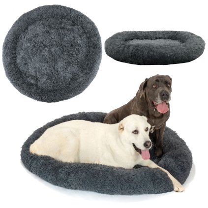 PuppyJoy, pat rotund pentru câini 120 cm PJ-005, mărime XL, gri închis, HOM-50057