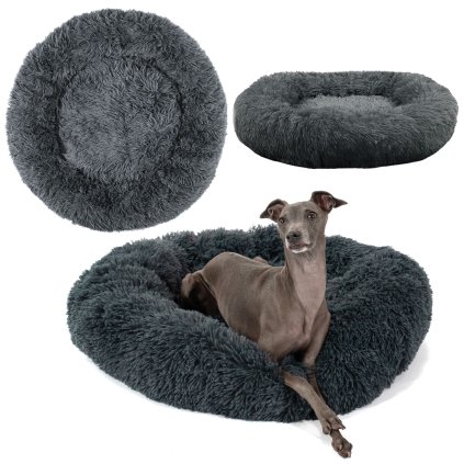 PuppyJoy, pat rotund pentru câini 80 cm PJ-003, mărime M, gri închis, HOM-50063