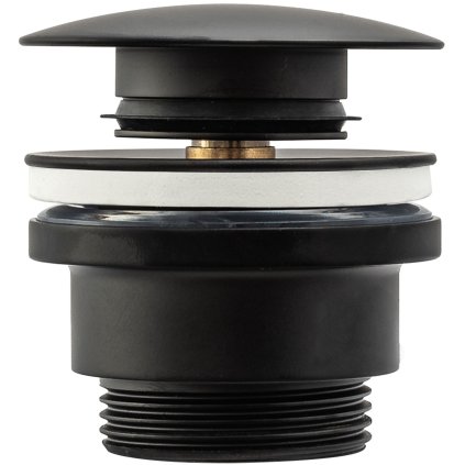 Rea - Sifon rotund pentru chiuvetă care se poate închide, ClickClack, negru mat, REA-A5216