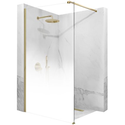 Rea Aero Ombre, paravan de duș walk-in 110x195 cm, sticlă transparentă de 8 mm cu model alb, profil auriu mat, REA-K2465