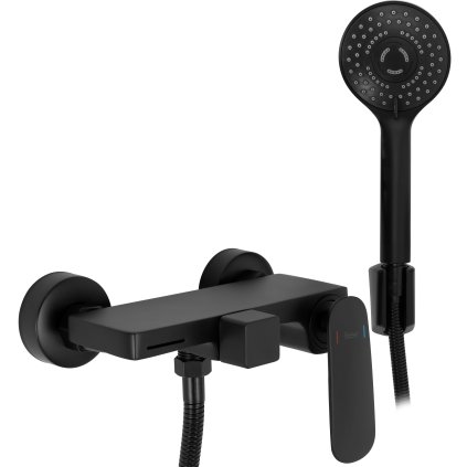 REA Berg, baterie pentru cadă cu set de duș manual, negru, REA-B2040