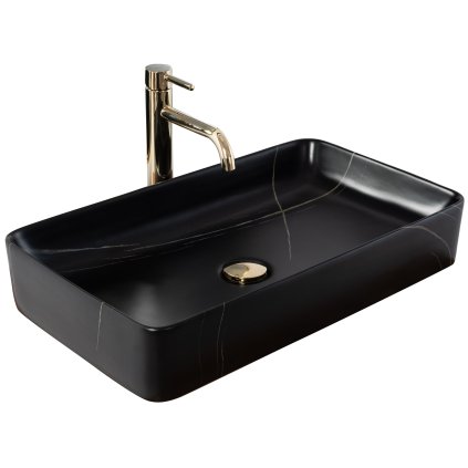 Chiuveta Rea Denis Black Stone, 62 x 35 cm, negru, REA-U6510