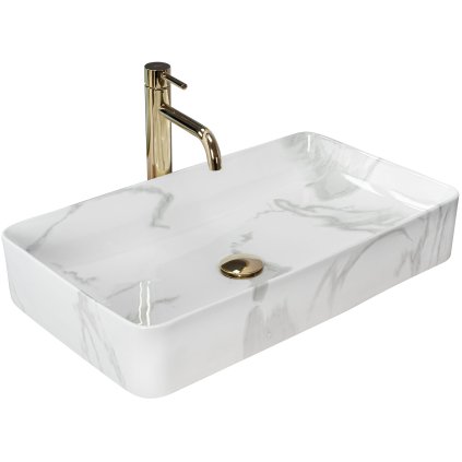 Rea Denis Shinny Marmo, chiuveta blat ceramica 62 x 35 cm, imitatie piatra, REA-U5896