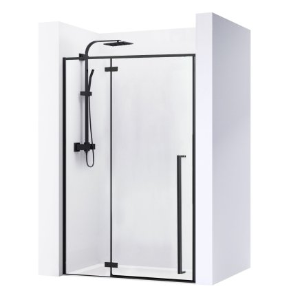 Rea Fargo Black, usa de dus cu 1 canat 110 x 195 cm, sticla transparenta de 6 mm, profil negru, REA-K6325