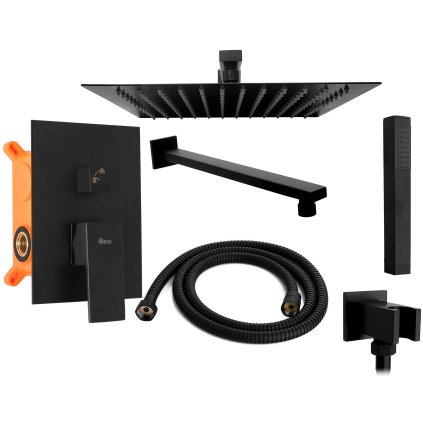 Rea Fenix, set de duș ascuns + Box, negru mat, REA-P6920