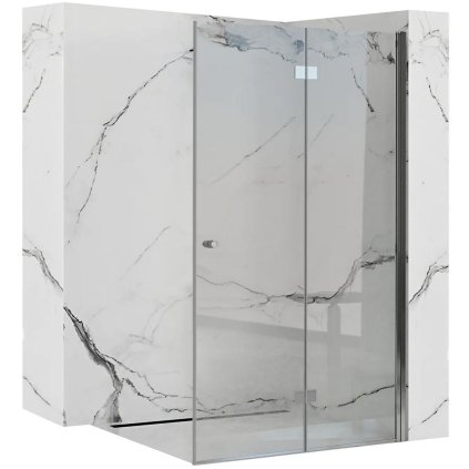 Rea Fold N2, ușă de duș la colțul de duș Fold 90 cm, sticlă transparentă de 6 mm, profil cromat, REA-K7442