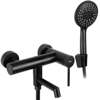 Rea Foss, baterie baie cu set de duș manual, negru mat, REA-B5099