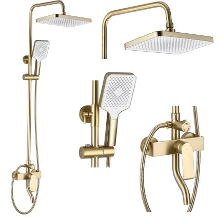 Rea Hass, set de dus cu robinet pentru cada, auriu mat, REA-B9972