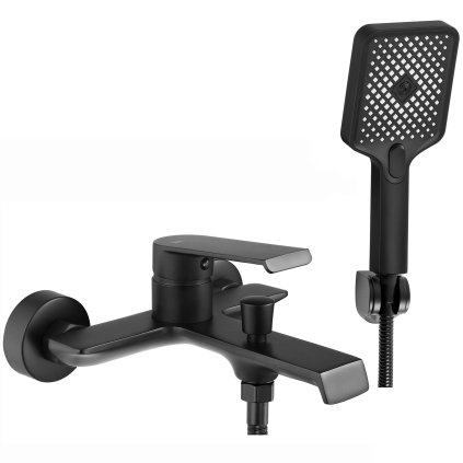Rea Hass, baterie de baie cu set de duș manual, negru, REA-B9967