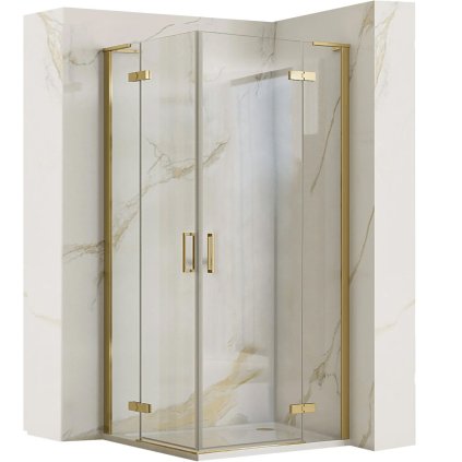 Rea Hugo, cabina de dus 80(usa)x90(usa)x200,5 cm, sticla transparenta 6mm, profil auriu mat, KPL-K8410