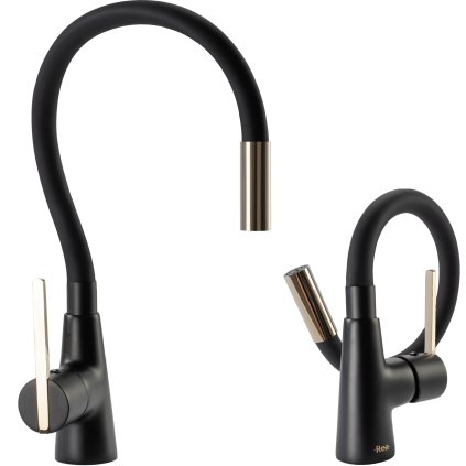 Rea ICON - baterie pentru chiuveta inalta Brat Flexi, auriu/negru, REA-B5682