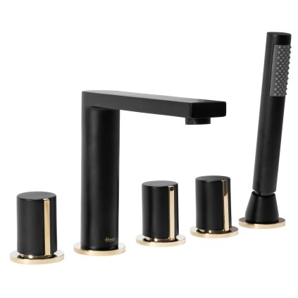 Rea Icon, robinet pentru cada cu 5 orificii, negru, REA-B3622